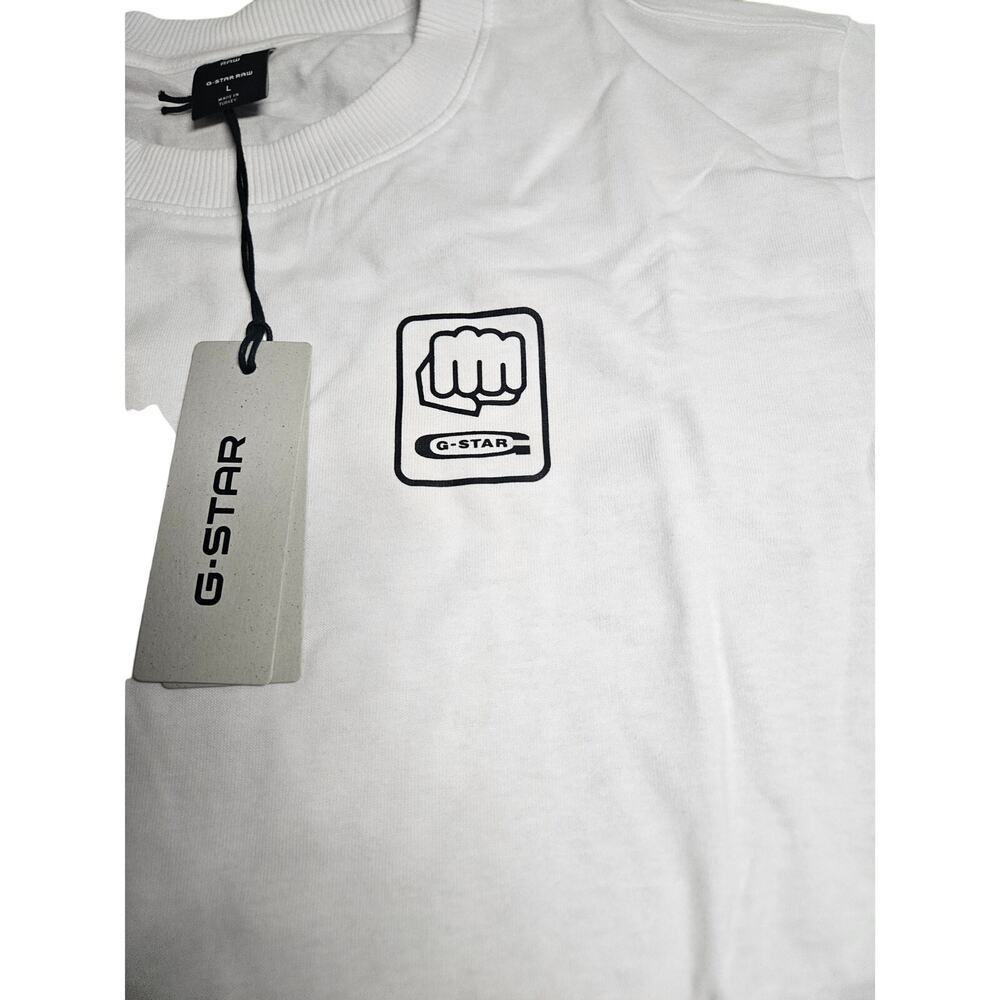 G Star Raw Mens T Shirt White Yellow Size Large